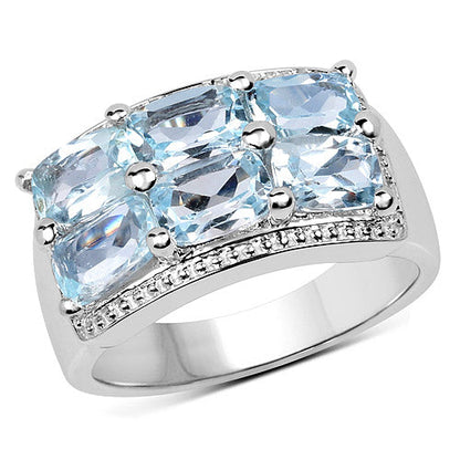 3.60 Carat Genuine Blue Topaz .925 Sterling Silver Ring by Bids.com