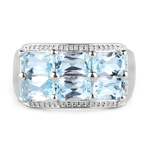 3.60 Carat Genuine Blue Topaz .925 Sterling Silver Ring by Bids.com