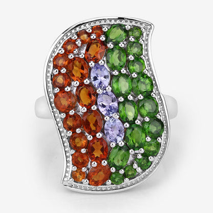 4.18 Carat Genuine Multi Stones .925 Sterling Silver Ring  DestGlow