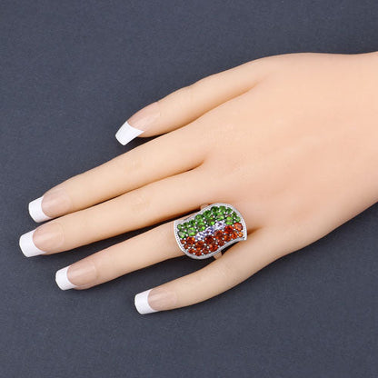 4.18 Carat Genuine Multi Stones .925 Sterling Silver Ring  DestGlow