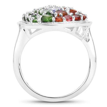 4.18 Carat Genuine Multi Stones .925 Sterling Silver Ring  DestGlow