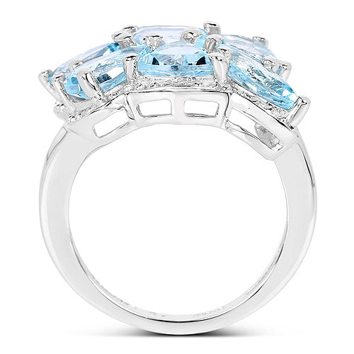 4.34 Carat Genuine Blue Topaz .925 Sterling Silver Ring  DestGlow