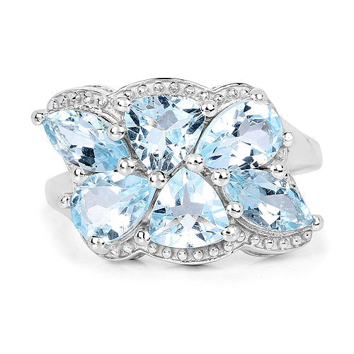 4.34 Carat Genuine Blue Topaz .925 Sterling Silver Ring  DestGlow