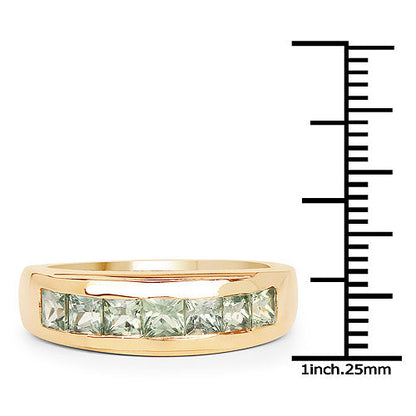 14K Yellow Gold Plated 1.26 Carat Genuine Green Sapphire .925 Sterling Silver Ring by Bids.com