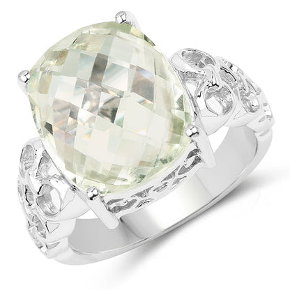6.74 Carat Genuine Green Amethyst .925 Sterling Silver Ring by Bids.com