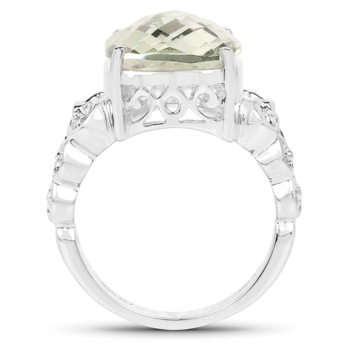 6.74 Carat Genuine Green Amethyst .925 Sterling Silver Ring by Bids.com