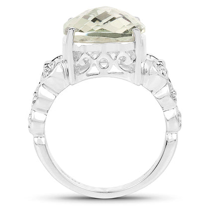 6.74 Carat Genuine Green Amethyst .925 Sterling Silver Ring by Bids.com