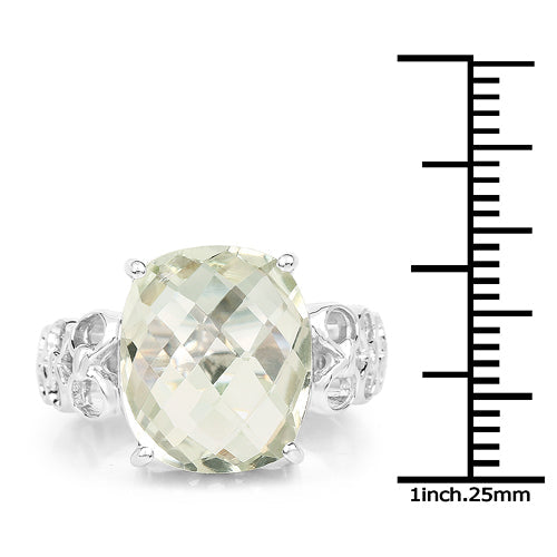 6.74 Carat Genuine Green Amethyst .925 Sterling Silver Ring by Bids.com