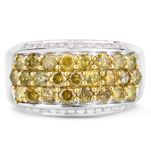 1.91 Carat Genuine Yellow Diamond and White Diamond .925 Sterling Silver Ring by Bids.com