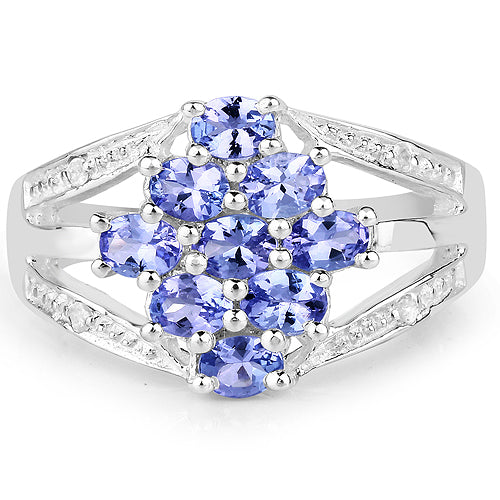 1.59 Carat Genuine Tanzanite and White Topaz .925 Sterling Silver Ring by Bids.com