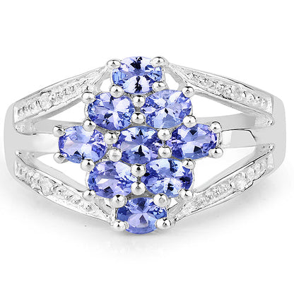 1.59 Carat Genuine Tanzanite and White Topaz .925 Sterling Silver Ring by Bids.com
