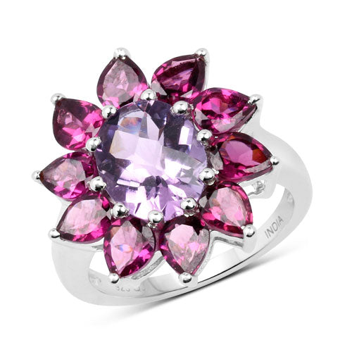 5.65 Carat Genuine Amethyst and Rhodolite .925 Sterling Silver Ring by Bids.com