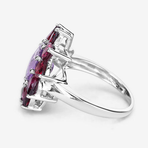 5.65 Carat Genuine Amethyst and Rhodolite .925 Sterling Silver Ring by Bids.com