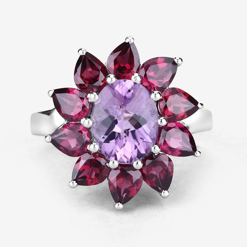 5.65 Carat Genuine Amethyst and Rhodolite .925 Sterling Silver Ring by Bids.com