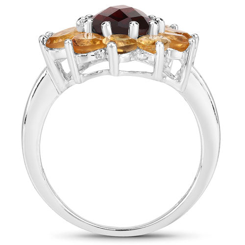 5.50 Carat Genuine Garnet and Citrine .925 Sterling Silver Ring by Bids.com
