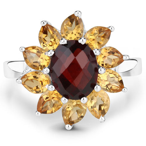 5.50 Carat Genuine Garnet and Citrine .925 Sterling Silver Ring by Bids.com
