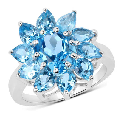 6.35 Carat Genuine Swiss Blue Topaz .925 Sterling Silver Ring by Bids.com