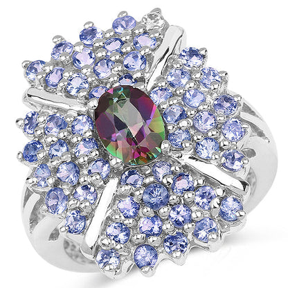 2.86 Carat Genuine Mystic Topaz and Tanzanite .925 Sterling Silver Ring by Bids.com