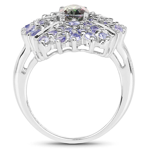 2.86 Carat Genuine Mystic Topaz and Tanzanite .925 Sterling Silver Ring by Bids.com