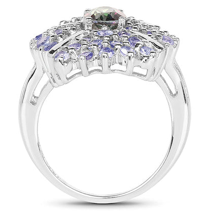 2.86 Carat Genuine Mystic Topaz and Tanzanite .925 Sterling Silver Ring by Bids.com