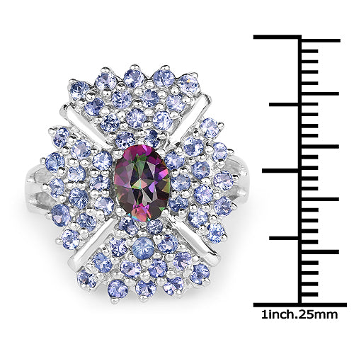 2.86 Carat Genuine Mystic Topaz and Tanzanite .925 Sterling Silver Ring by Bids.com