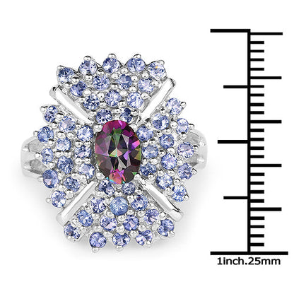 2.86 Carat Genuine Mystic Topaz and Tanzanite .925 Sterling Silver Ring by Bids.com