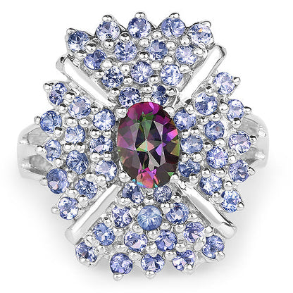 2.86 Carat Genuine Mystic Topaz and Tanzanite .925 Sterling Silver Ring by Bids.com