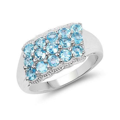 1.50 Carat Genuine Swiss Blue Topaz .925 Sterling Silver Ring  DestGlow