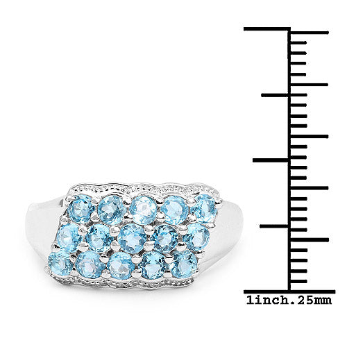 1.50 Carat Genuine Swiss Blue Topaz .925 Sterling Silver Ring  DestGlow