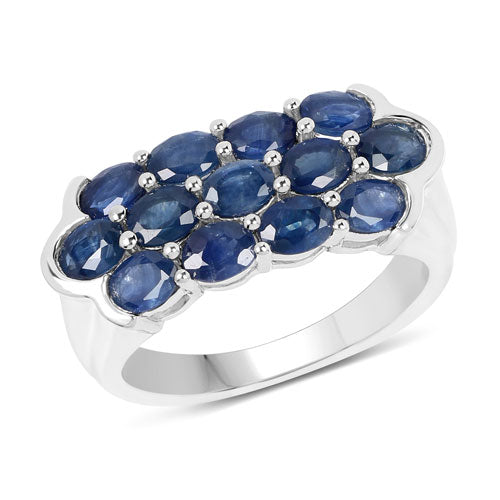 2.60 Carat Genuine Blue Sapphire .925 Sterling Silver Ring by Bids.com