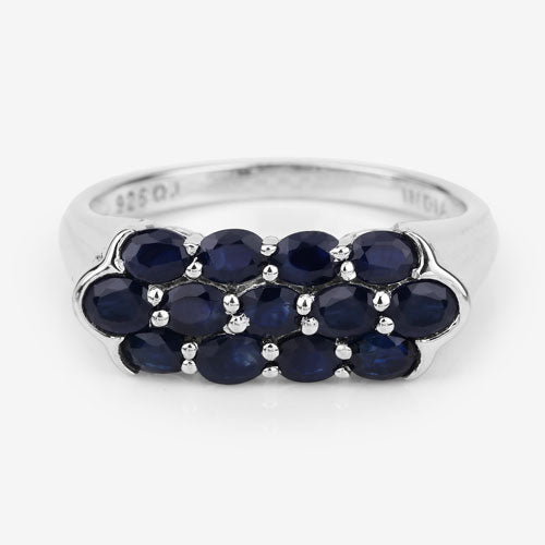 2.60 Carat Genuine Blue Sapphire .925 Sterling Silver Ring by Bids.com