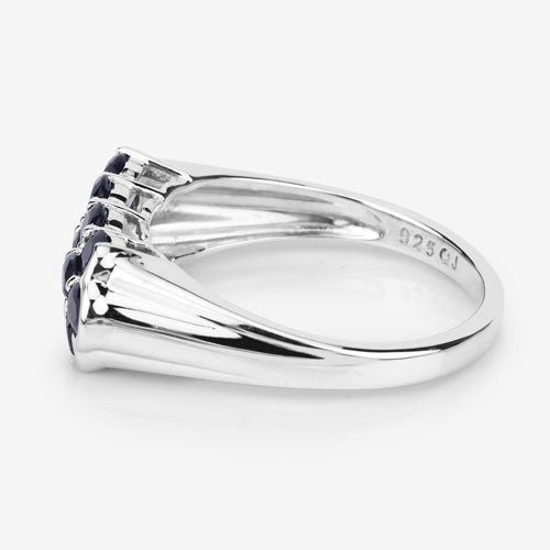 2.60 Carat Genuine Blue Sapphire .925 Sterling Silver Ring by Bids.com