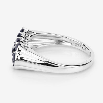 2.60 Carat Genuine Blue Sapphire .925 Sterling Silver Ring by Bids.com