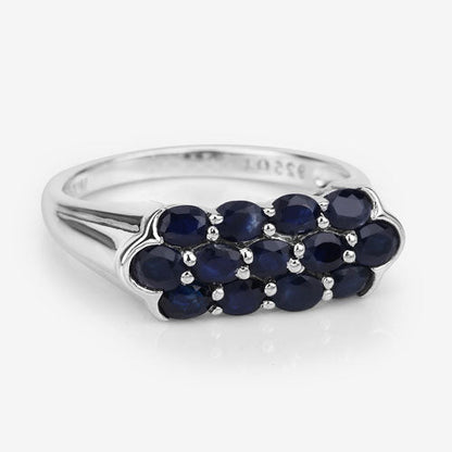 2.60 Carat Genuine Blue Sapphire .925 Sterling Silver Ring by Bids.com