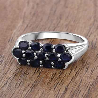 2.60 Carat Genuine Blue Sapphire .925 Sterling Silver Ring by Bids.com