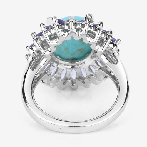 6.10 Carat Genuine Larimar and Tanzanite .925 Sterling Silver Ring by Bids.com