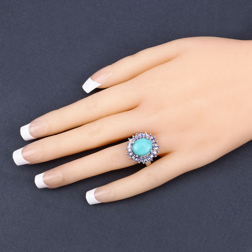 6.10 Carat Genuine Larimar and Tanzanite .925 Sterling Silver Ring by Bids.com