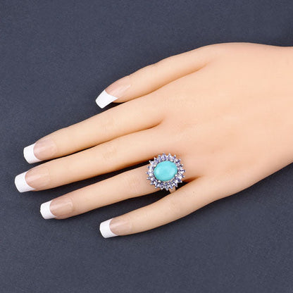 6.10 Carat Genuine Larimar and Tanzanite .925 Sterling Silver Ring by Bids.com