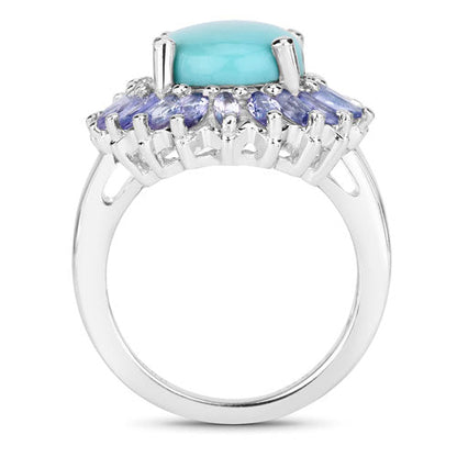 6.10 Carat Genuine Larimar and Tanzanite .925 Sterling Silver Ring by Bids.com