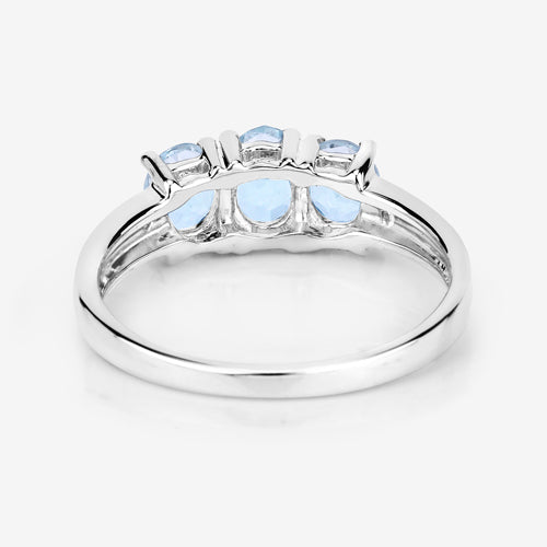 0.95 Carat Genuine Aquamarine and White Diamond .925 Sterling Silver Ring by Bids.com