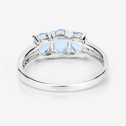 0.95 Carat Genuine Aquamarine and White Diamond .925 Sterling Silver Ring by Bids.com