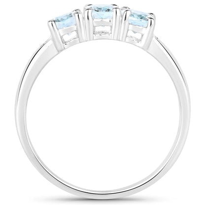 0.95 Carat Genuine Aquamarine and White Diamond .925 Sterling Silver Ring by Bids.com