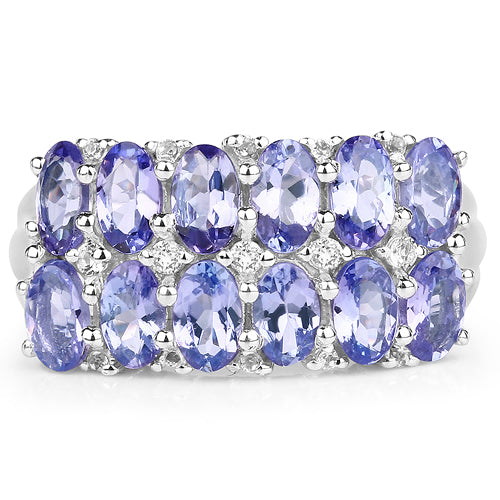 3.16 Carat Genuine Tanzanite &amp; White Topaz .925 Sterling Silver Ring by Bids.com