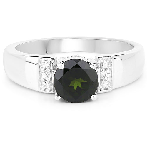 1.29 Carat Genuine Chrome Diopside and White Topaz .925 Sterling Silver Ring by Bids.com