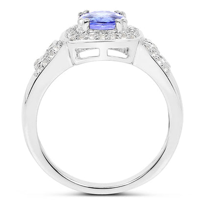 1.42 Carat Genuine Tanzanite &amp; White Topaz .925 Sterling Silver Ring by Bids.com