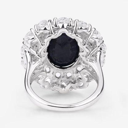 10.64 Carat Dyed Sapphire and White Topaz .925 Sterling Silver Ring  DestGlow