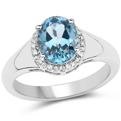 2.13 Carat Genuine London Blue Topaz and White Topaz .925 Sterling Silver Ring by Bids.com