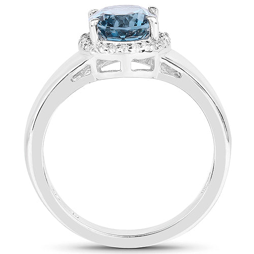 2.13 Carat Genuine London Blue Topaz and White Topaz .925 Sterling Silver Ring by Bids.com