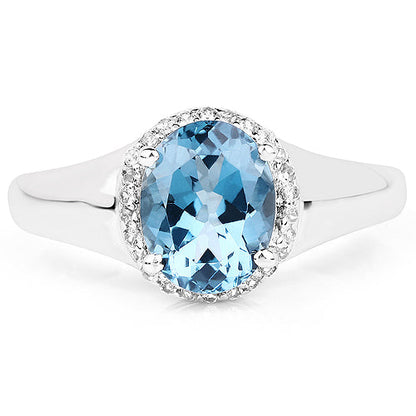 2.13 Carat Genuine London Blue Topaz and White Topaz .925 Sterling Silver Ring by Bids.com
