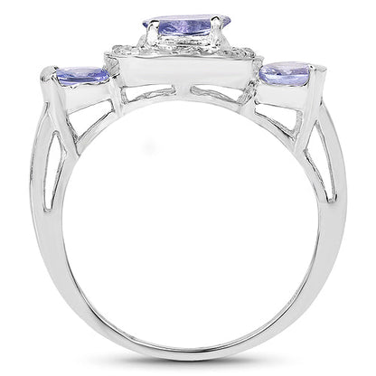 1.00 Carat Genuine Tanzanite and White Topaz .925 Sterling Silver Ring by Bids.com